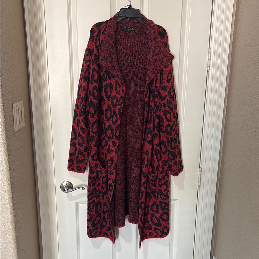 Leopard Print Red and Black Sweater by Joseph A